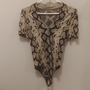 Wolford snake print V neck bodysuit